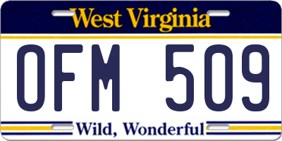 WV license plate OFM509