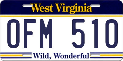 WV license plate OFM510