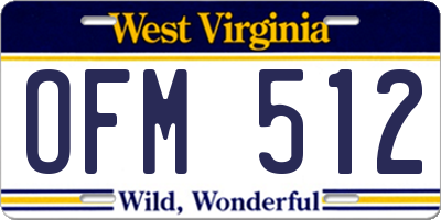 WV license plate OFM512