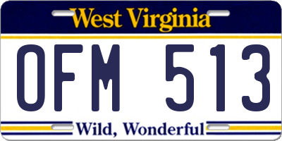 WV license plate OFM513