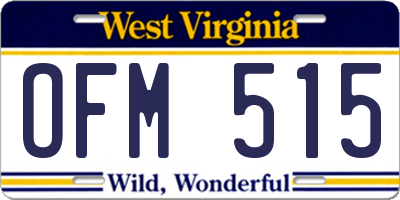 WV license plate OFM515