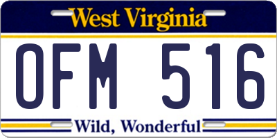 WV license plate OFM516