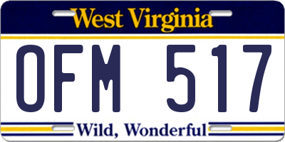 WV license plate OFM517