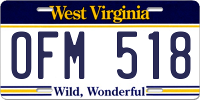 WV license plate OFM518