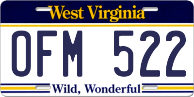 WV license plate OFM522