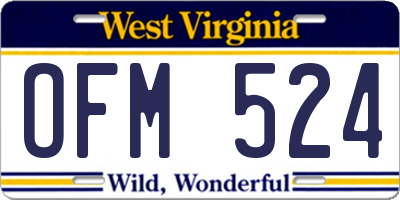 WV license plate OFM524