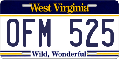 WV license plate OFM525