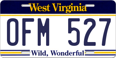 WV license plate OFM527