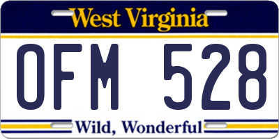 WV license plate OFM528