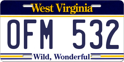WV license plate OFM532