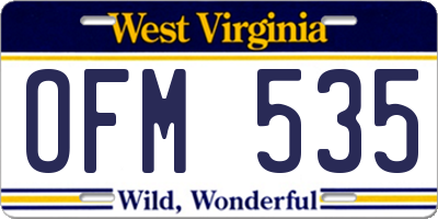WV license plate OFM535