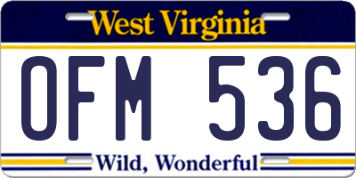 WV license plate OFM536