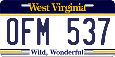 WV license plate OFM537