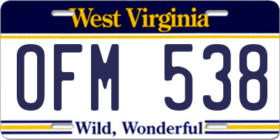 WV license plate OFM538