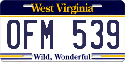 WV license plate OFM539