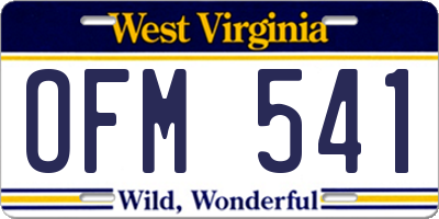 WV license plate OFM541