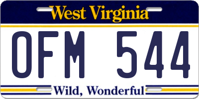 WV license plate OFM544