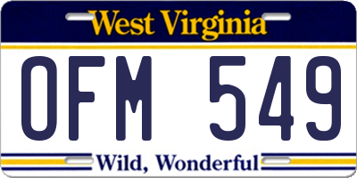 WV license plate OFM549