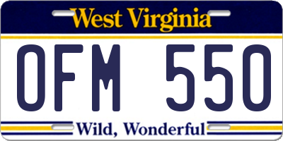 WV license plate OFM550