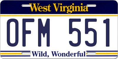 WV license plate OFM551