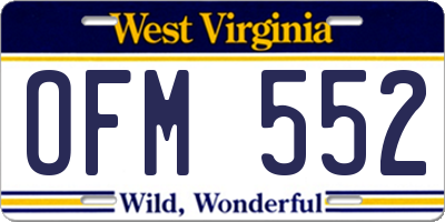 WV license plate OFM552