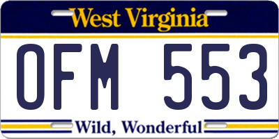 WV license plate OFM553