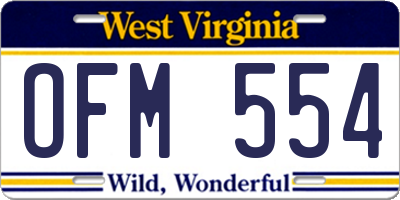 WV license plate OFM554
