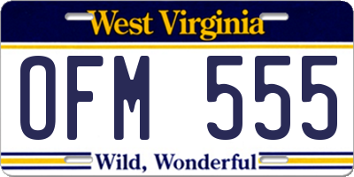 WV license plate OFM555
