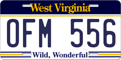WV license plate OFM556
