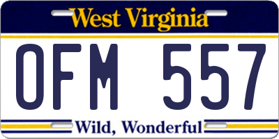 WV license plate OFM557