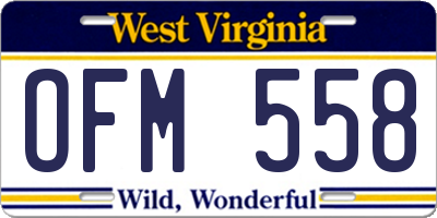 WV license plate OFM558