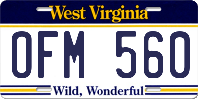 WV license plate OFM560