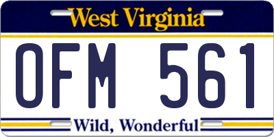 WV license plate OFM561