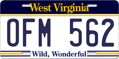 WV license plate OFM562