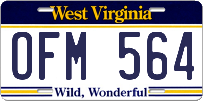 WV license plate OFM564