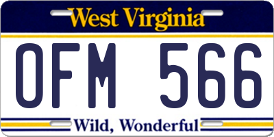 WV license plate OFM566