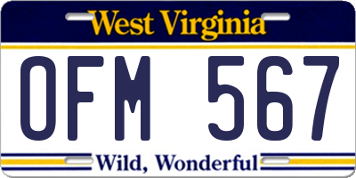 WV license plate OFM567