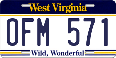 WV license plate OFM571