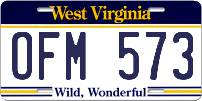 WV license plate OFM573