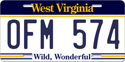 WV license plate OFM574