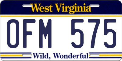 WV license plate OFM575