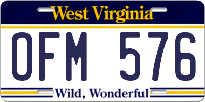 WV license plate OFM576