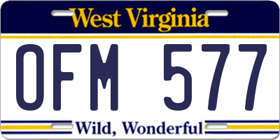WV license plate OFM577