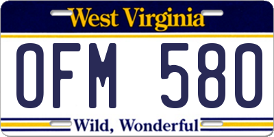WV license plate OFM580