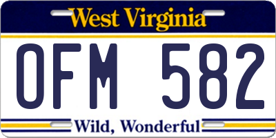 WV license plate OFM582