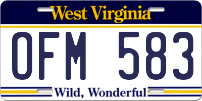 WV license plate OFM583