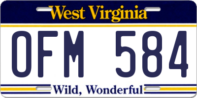 WV license plate OFM584