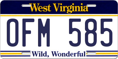 WV license plate OFM585
