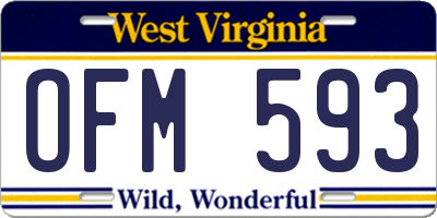 WV license plate OFM593