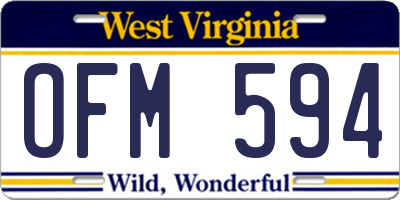 WV license plate OFM594